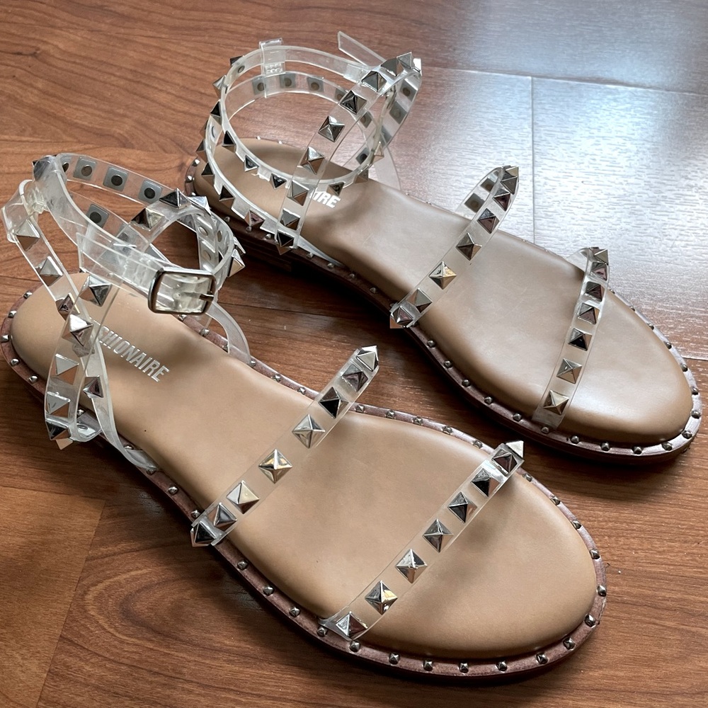 Cushionaire Talia Clear Studded Memory Foam Sandals